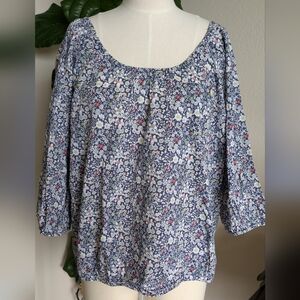 J. Crew Blue Floral Blouse